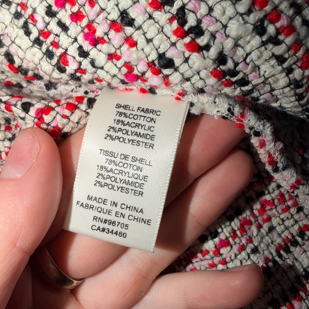 Rebecca Taylor Red and Pink Textured Knit Flare Striped Blazer Size 0 - Picture 3 of 7